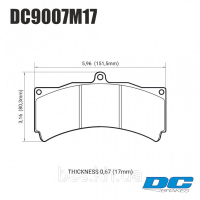 Колодки гальмівні DC9007M17 DC brakes Race Track PROMA 6 порш, Stop Tech, JBT, Alcon, HPB, XYZ 18 mm