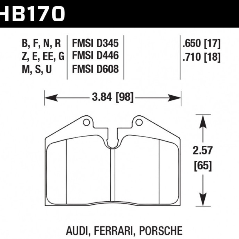 Колодки тормозные задние HB170F.650 HAWK HPS STOPTECH LC200, LX570 4ПОРШН. ST41