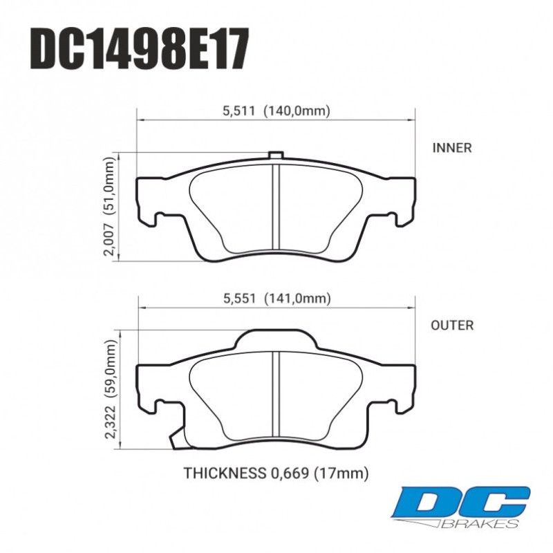 Колодки гальмівні задні DC1498E17 DC Brakes RT.2 Jeep Grand Cherokee WK2/Dodge Durango 201 Колодки гальмівні задні DC1498E17 DC Brakes RT.2 Jeep Grand Cherokee WK2/Dodge Durango 201