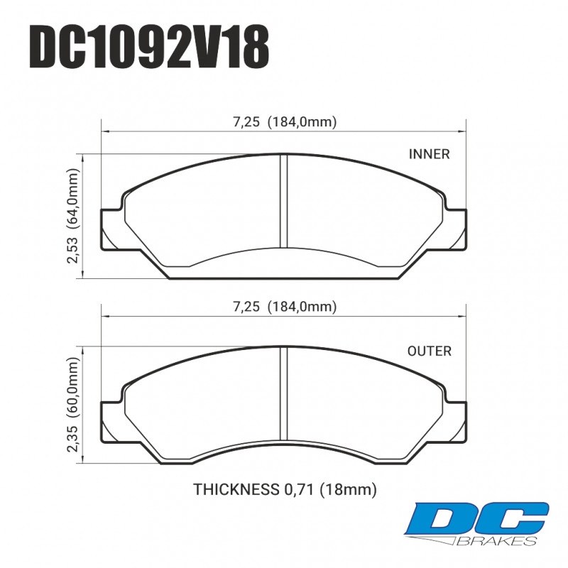 Колодки гальмівні передні DC1092V18 DC brakes Street HD CADILLAC Escalade / Chevrolet Tahoe