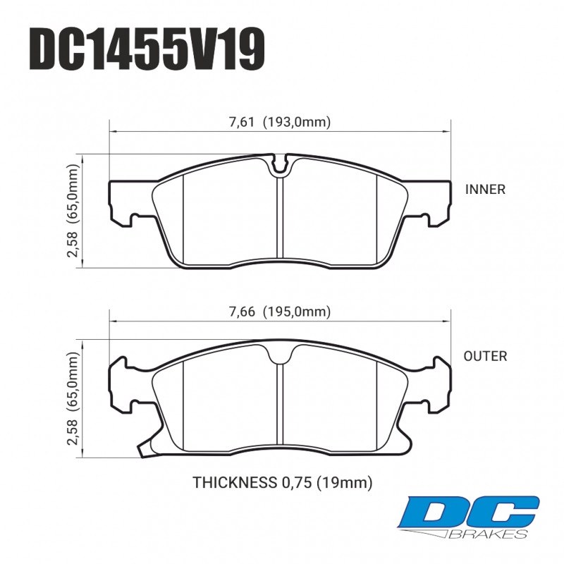 Колодки гальмівні передні DC1455V19 DC brakes Street HD, Jeep Grand Cherokee WK2/Dodge Durango 2