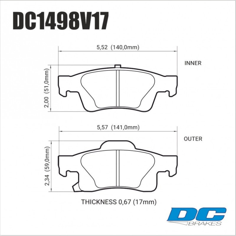 Колодки гальмівні задні DC1498V17 DC brakes Street HD, Jeep Grand Cherokee WK2/Dodge Durango 201 Колодки гальмівні задні DC1498V17 DC brakes Street HD, Jeep Grand Cherokee WK2/Dodge Durango 201