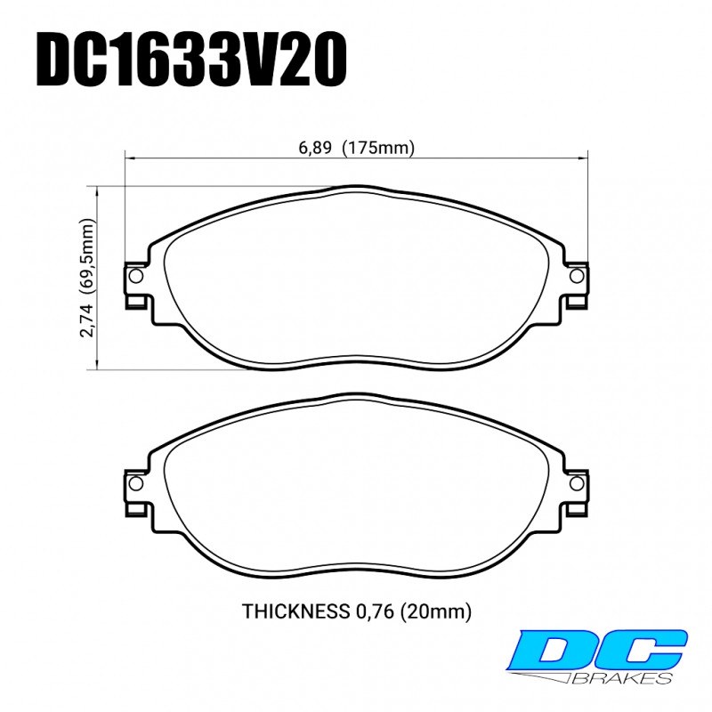 Колодки гальмівні передні DC1633V20 DC brakes Street STR.S, VW GOLF VII; Passat 362; AUDI A3 8V1