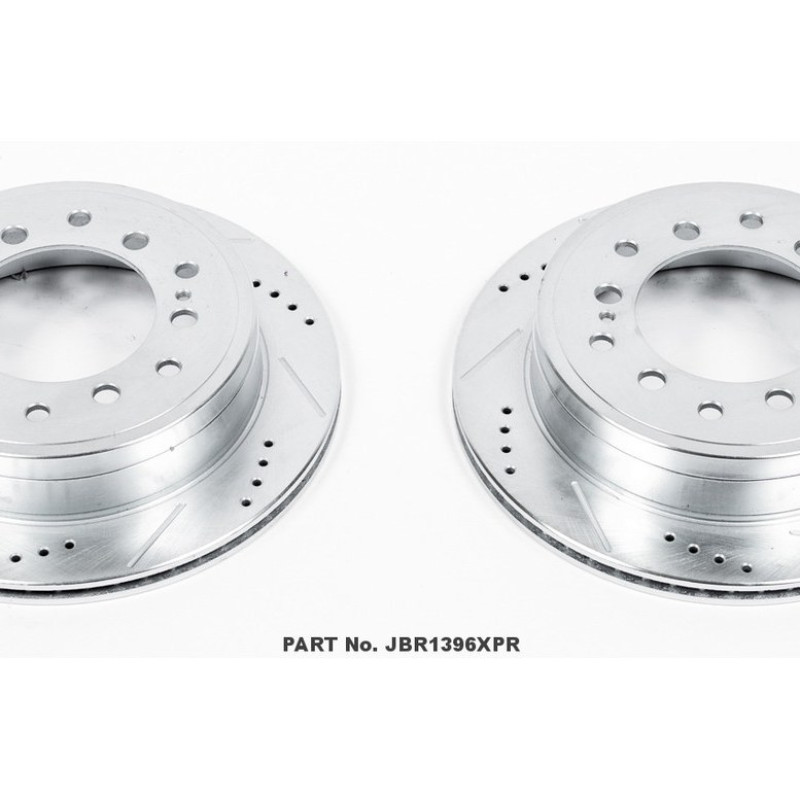 Диск гальмівний задній POWERSTOP JBR1396XPR перфорація + слот для Land cruiser PRADO 150